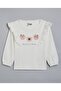Appliqued Top with Crew Neck and Puff Sleeves