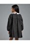 Plaid A-Line Dress with Baby Collar and Long Sleeves - 4