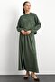 Crew Neck Knitted Sweat Skirt Set Khaki 9386-Tk - 2