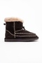 Jorel Brown Suede Genuine Leather Stitched Fur Women's Boots - 6