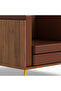 KD 3326 Natural Dijon walnut Wooden Single Seat Sofa with Golden Legs and Brown PU Cushion - 3