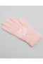 Pink Women's Patterned Winter Gloves - 2
