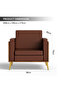 KD 3326 Natural Dijon walnut Wooden Single Seat Sofa with Golden Legs and Brown PU Cushion - 4