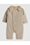 Beige Boy Solid Collared Romper