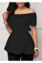 Women's Short Sleeve Madonna Collar Side Tie Imported Crepe Blouse - 2