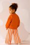 Girl's Striped Wide Leg Orange 100% Cotton Top and Bottom Set - 3