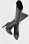 Women's Pointed Toe Heeled Side Zipper Casual Boots Masi Brown Crocodile - 2