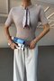 Short Sleeve Sweater with Scarf Mink - 4