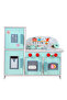 Wooden Kitchen w/ Refrigerator and Accessories - Teal