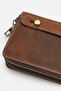 Lina Genuine Crazy Leather Portfolio Handbag Double Zipper Model Brown - 6