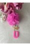 Letter U Pink Glitter Keychain & Charm [with Pompom Option] - 3