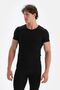 6120V6250 Men's Short Sleeve O Neck Thermal Underwear Suit-Black - 4