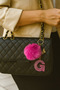 G Letter Pink Glitter Keychain & Charm [with Pompom Option]