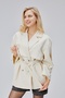 Oversize Ecru Trench Coat with Windbreaker Detail and Belted Waist - 2