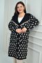 Women's Geometric Pattern Plus Size Lycra Long Knit Cardigan with Pockets - 2