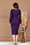 Crepe Square Collar Pencil Long Dress - Patlican Purple - 7