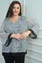 Women's V-Neck Patterned Plus Size Chiffon Blouse