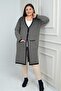 Women's Herringbone Patterned Large Size Long Knit Cardigan with Pockets - 2
