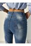Women's Laser Cut Blue Embroidered Denim Tight-Leg Pants Jeans - 5