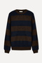 Men's Navy Blue Color Block Crew Neck Sweater - 5