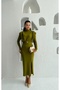 Fisherman Collar, Plied Shoulders, Self-Fastening Belt Dress - 3