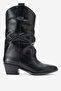 Women's Wide Cut Short Heeled Boots Real Leather Rg 3019 Black