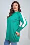 Women's Plus Size Tunic Blouse with Striped Sleeves