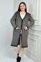 Women's Herringbone Patterned Large Size Long Knit Cardigan with Pockets - 3