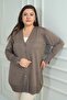 Women's Sleeves Button Detailed Studded Plus Size Long Cardigan
