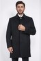 Black Coat with Stand Collar and Side Pockets - 5