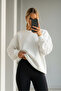 Women's Oversize Winter Loose White Sweatshirt - 5