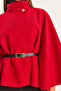 Women's Red Gold Button Detailed Belted Poncho 2712 60261570 - 6