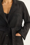 Women's Black Belted Suede Jacket with Pocket Detail 60283669 - 7