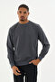 Süperlife Men's Gray Crew Neck Ribbed Regular Fit Sweatshirt Spr26Swk930 - 2
