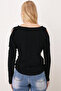 Women's Black Soft Textured Off-Shoulder Blouse Arm-26K001024 - 3