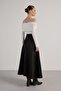 Women's Black Piece Diving Suede Long Skirt 30040 - 2