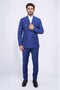 Slim Fit Pointed Collar Double-Breasted Petrol Blue Suit