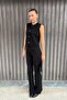 Women's Crew Neck Silver Button Accessory Knitwear Vest Black 26W3035 - 3