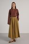 Women's Oil Green Premium Fabric Flared Long Skirt 30015
