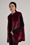 Women's Burgundy Long Lined Fur Vest 30072