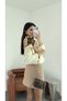 Beige Shorts Skirt with Belt - 2