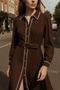 Maxi Length Pleated Buttoned Woven Dress with Belt Detail AW25EL0016 - 7