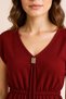 Women's Burgundy Side Slit Buckled V-Neck Mini Beach Dress - 6