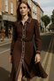Maxi Length Pleated Buttoned Woven Dress with Belt Detail AW25EL0016 - 5