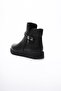 Women's Leather Boots with Zipper Platinum Detail Black Solvia - 4