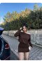 Asymmetrical Boat Neck Long Balloon Sleeve Top Loose Bottom Side Narrow Side Gathered Modal Fabric Mini Dress