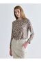Plus Size Crew Neck Patterned Blouse