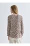 Plus Size Crew Neck Patterned Blouse - 6