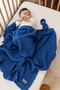 4 Layer Muslin Nursing Cover and Stroller Cover 110X80 Cm, Indigo 100% Cotton with Tassels (Wiht Underwire) - 4