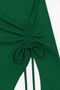 Women's Green Long Spanish Sleeve Asymmetrical Neckline Side Tie Draped Blouse - 4